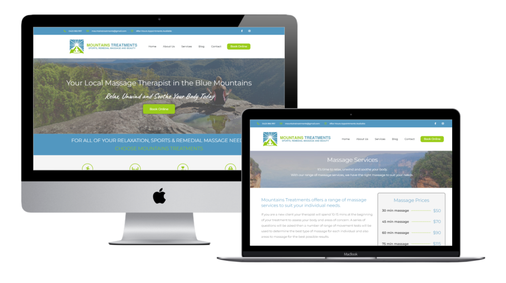 massage therapist web design